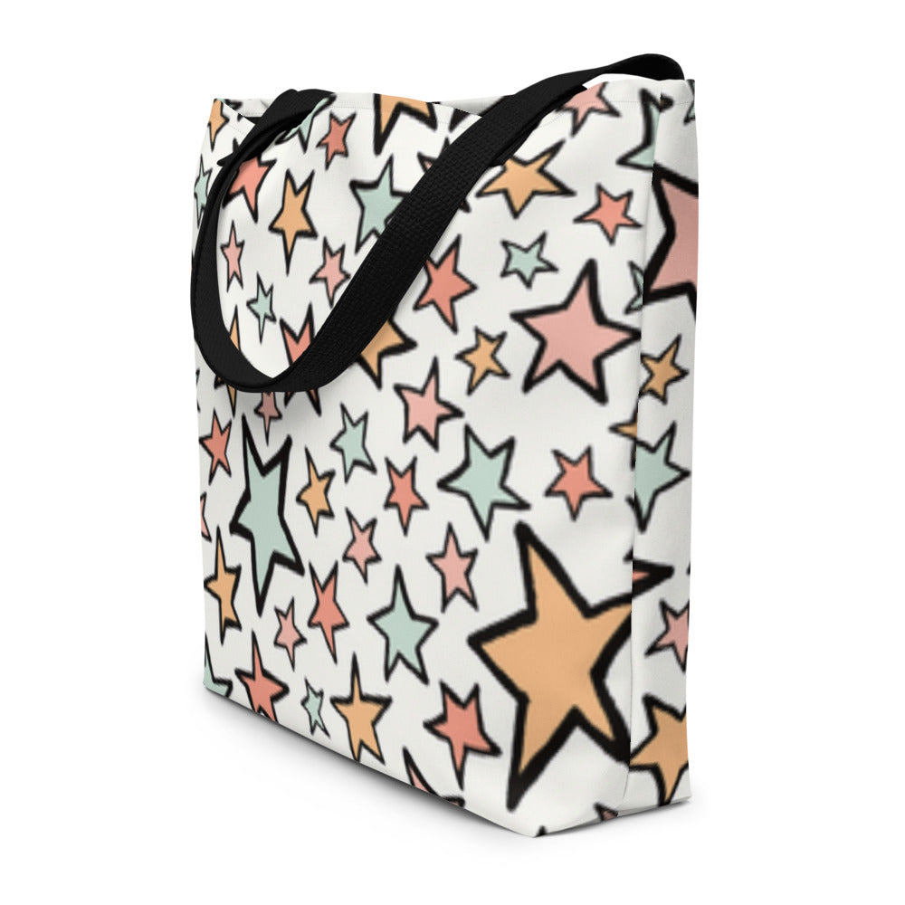 Tote bag with star pattern on a white background