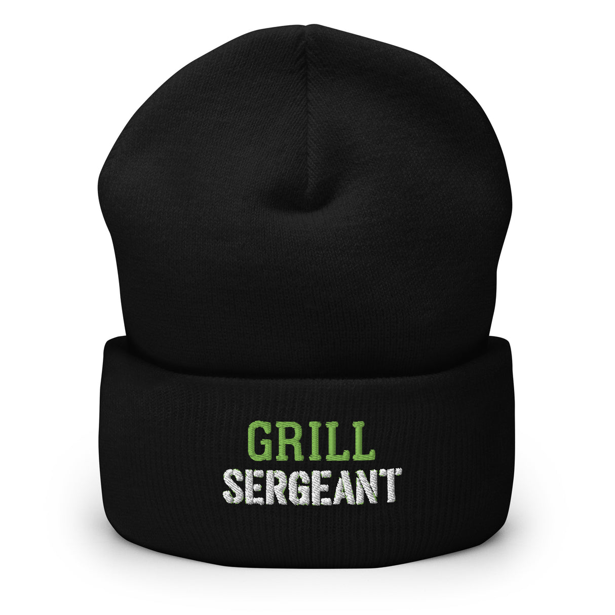 Grill Sergeant Cuffed Embroidered Black Beanie - For the BBQ Boss