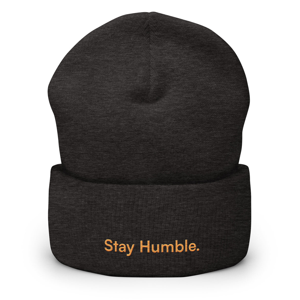 Stay Humble Embroidered Cuffed Dark Charcoal Beanie - For the Bitcoin Lover