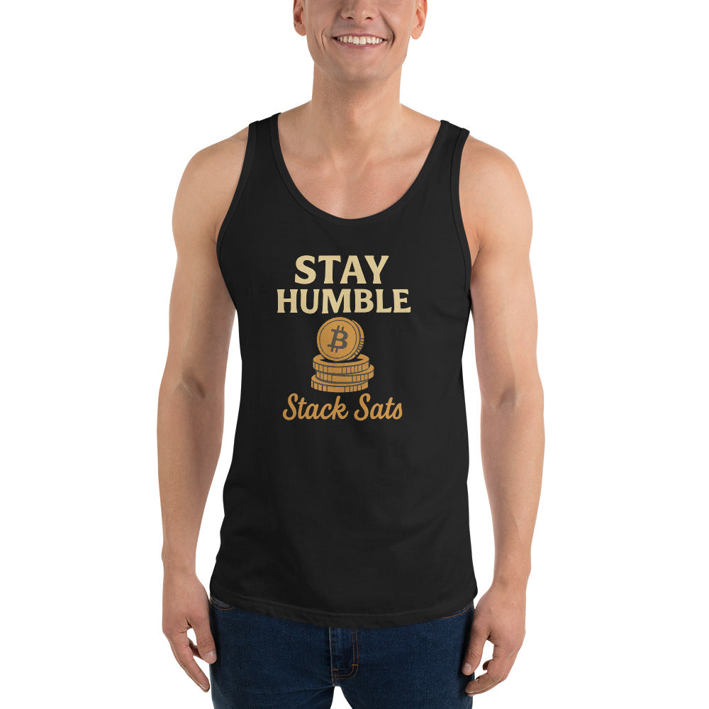 Stay Humble Stack Sats Black Men’s Tank Top – For the Bitcoin Lover