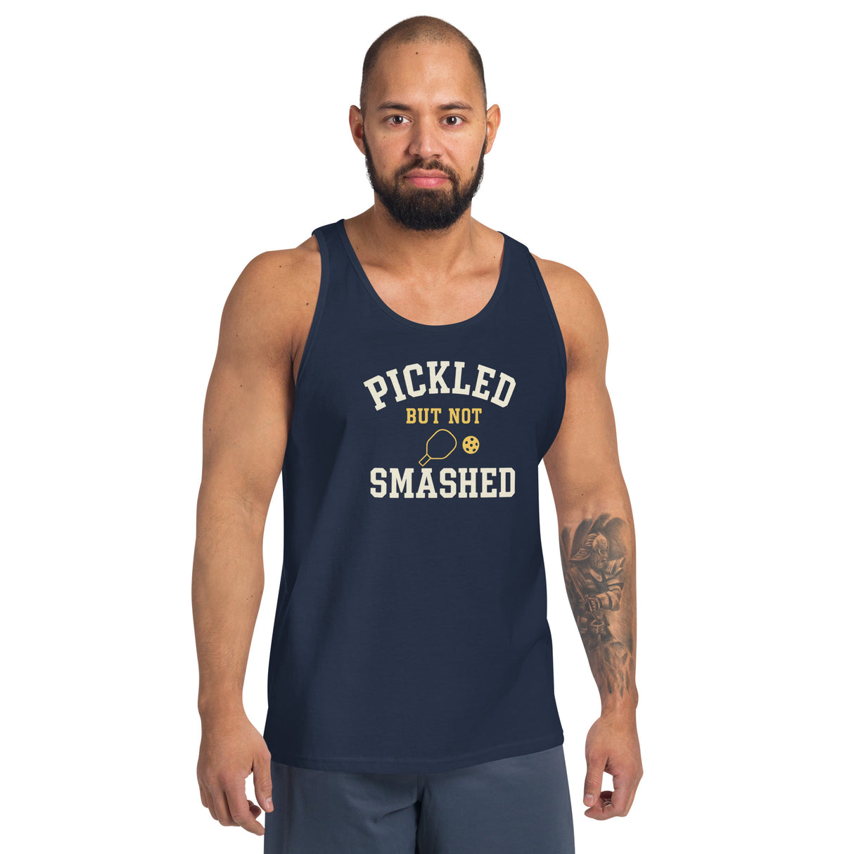 Pickled but Not Smashed Men's Navy Tank Top - For the Pickleball Lover