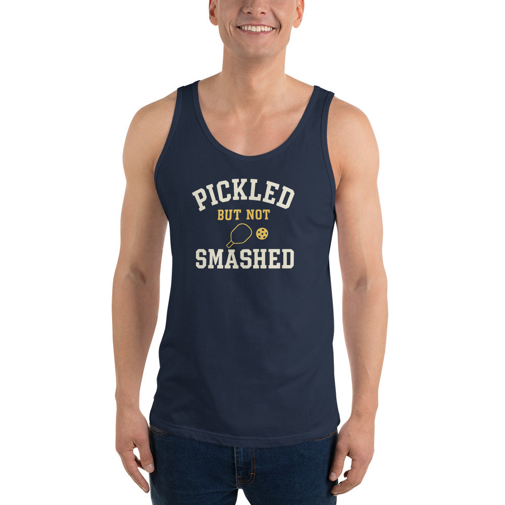 Pickled but Not Smashed Men's Navy Tank Top - For the Pickleball Lover