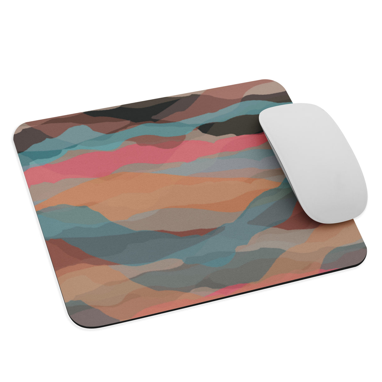 Colorful mouse pad with a white mouse on a white background