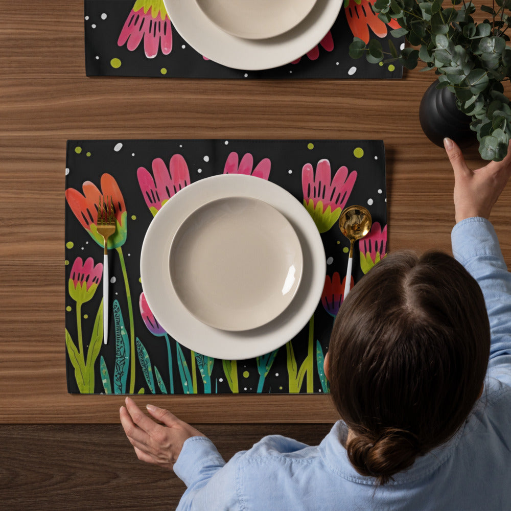 Floral placemats in vibrant bloom design – set of 4