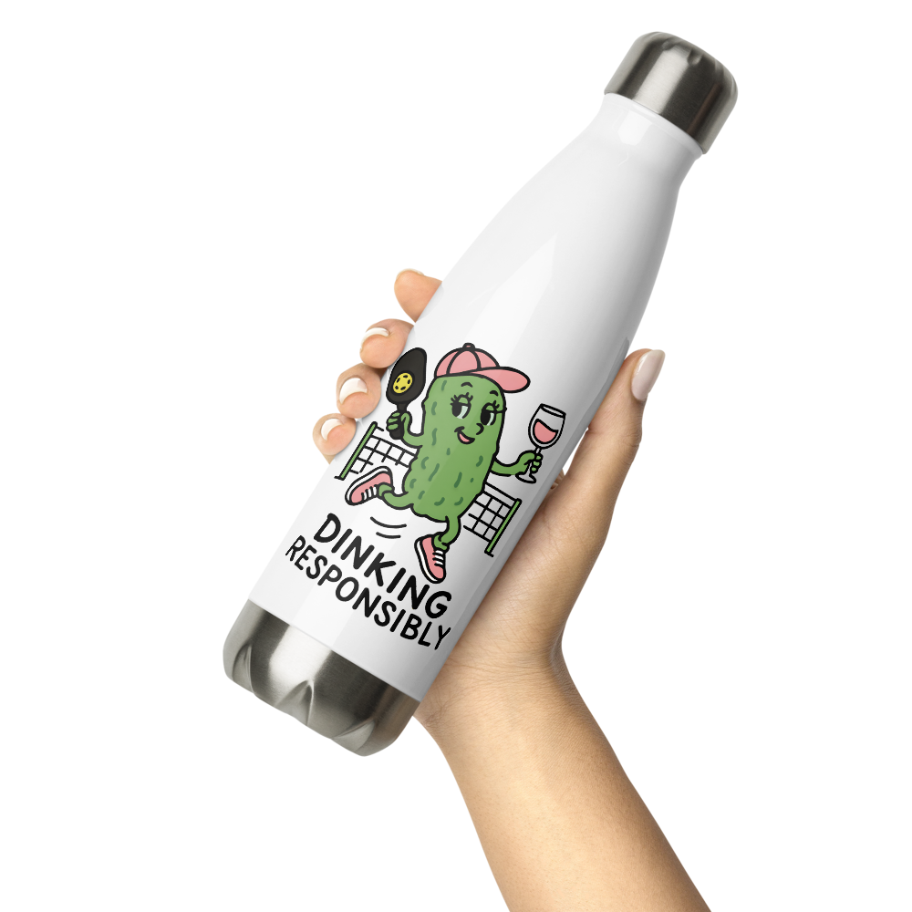 Dinking Responsibly Stainless Steel Insulated 17 oz Water Bottle - For the Pickleball Lover