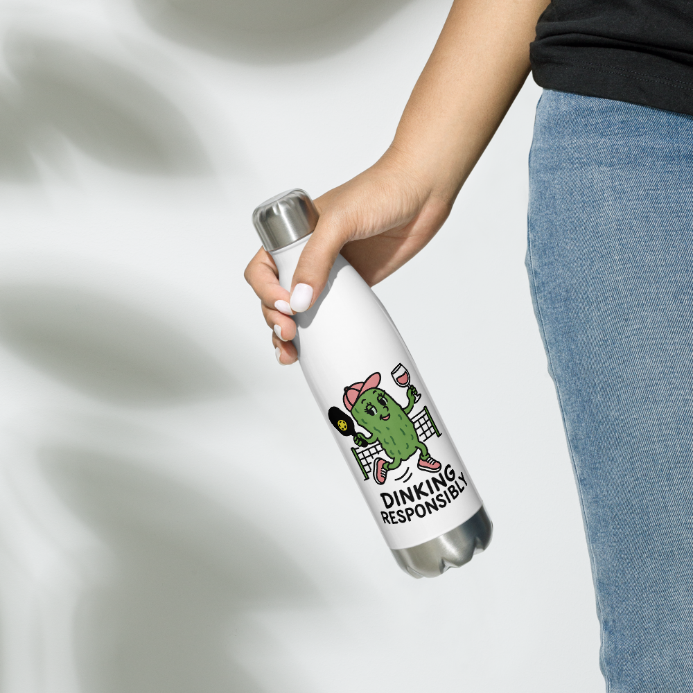 Dinking Responsibly Stainless Steel Insulated 17 oz Water Bottle - For the Pickleball Lover