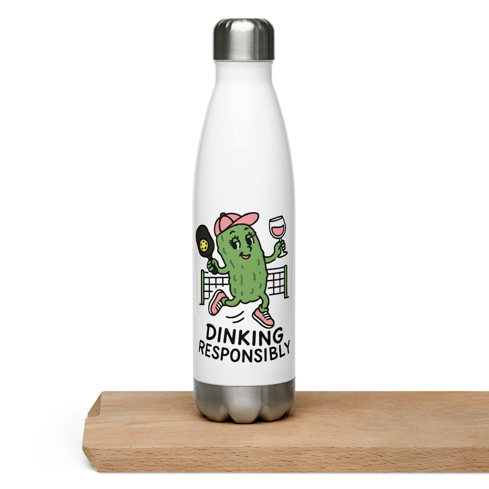 Dinking Responsibly Stainless Steel Insulated 17 oz Water Bottle - For the Pickleball Lover