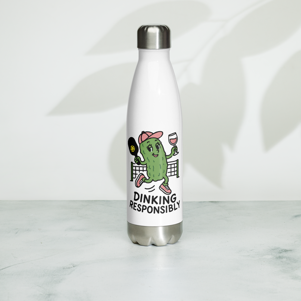 Dinking Responsibly Stainless Steel Insulated 17 oz Water Bottle - For the Pickleball Lover