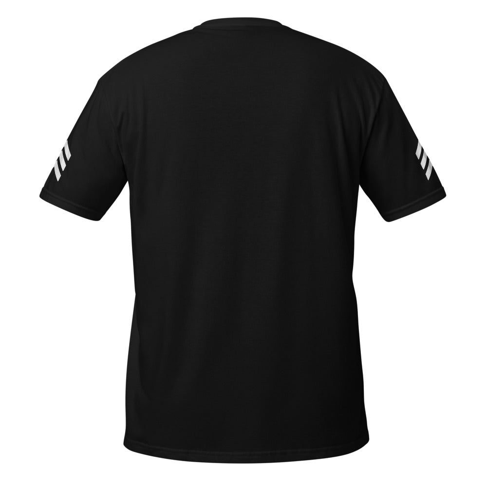 Grill Sergeant Unisex Black T-Shirt with Sleeve Chevrons - For the BBQ Boss