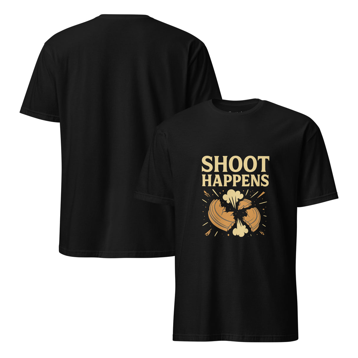 Shoot Happens Unisex Black T-Shirt - For the Clay Target Shooting Enthusiast