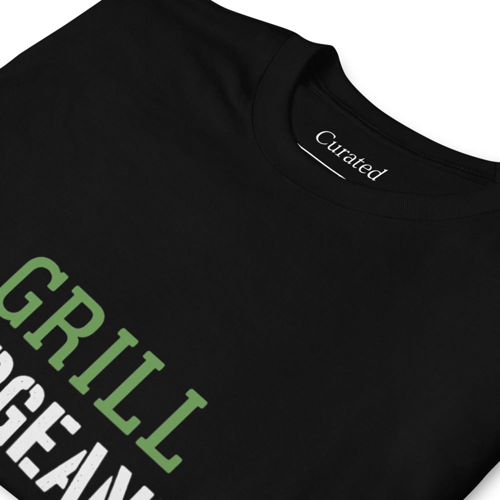 Grill Sergeant Unisex Black T-Shirt with Sleeve Chevrons - For the BBQ Boss