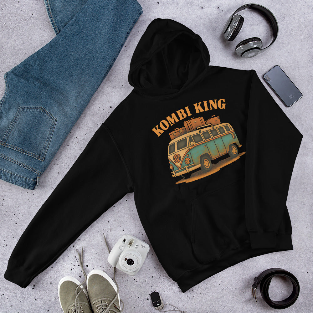 Kombi King Unisex Heavy Blend Black Hoodie - For the Vintage Van Lover