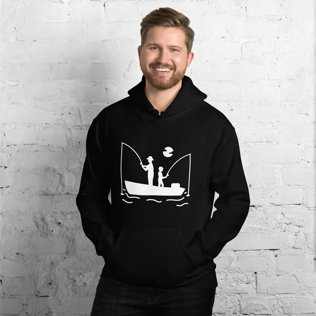 Hooked on Fishing with Dad Unisex Heavy Blend Black Hoodie - For Fishing Lovers