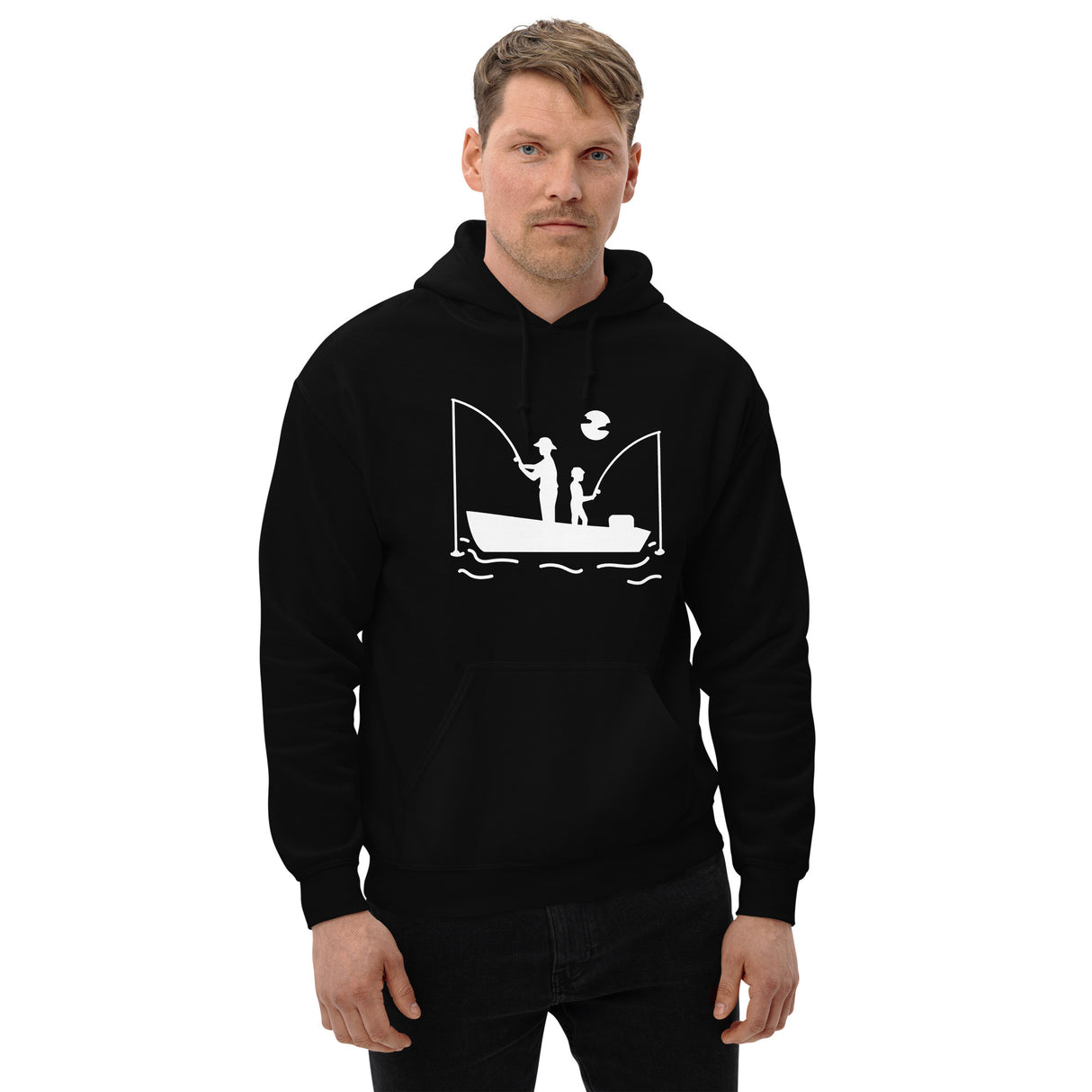 Hooked on Fishing with Dad Unisex Heavy Blend Black Hoodie - For Fishing Lovers