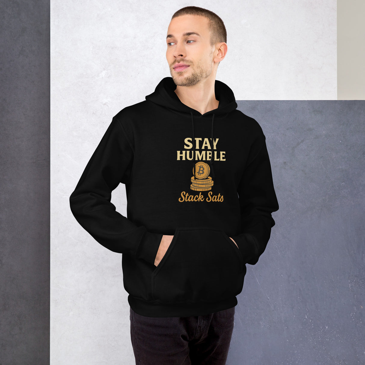 Stay Humble Stack Sats Unisex Heavy Blend Black Hoodie – For Bitcoin Lovers