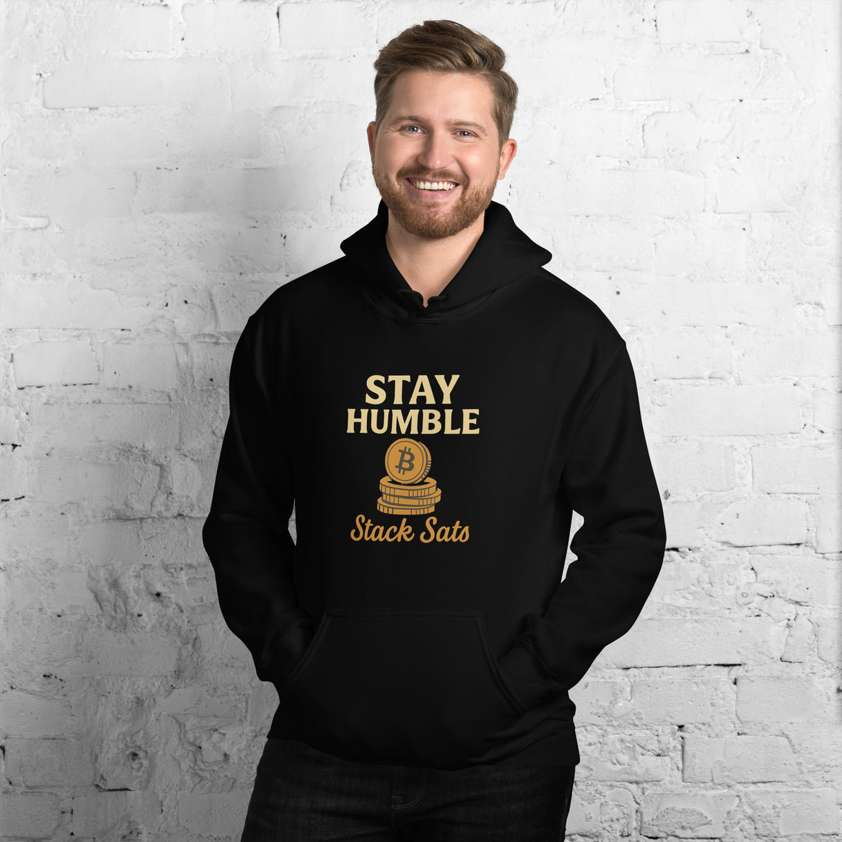 Stay Humble Stack Sats Unisex Heavy Blend Black Hoodie – For Bitcoin Lovers