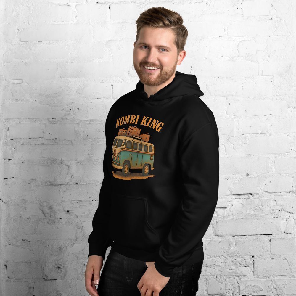 Kombi King Unisex Heavy Blend Black Hoodie - For the Vintage Van Lover