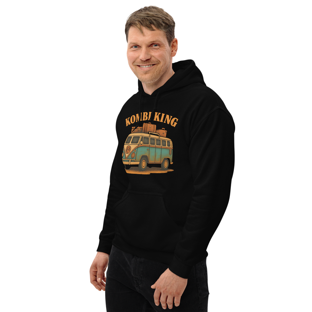 Kombi King Unisex Heavy Blend Black Hoodie - For the Vintage Van Lover