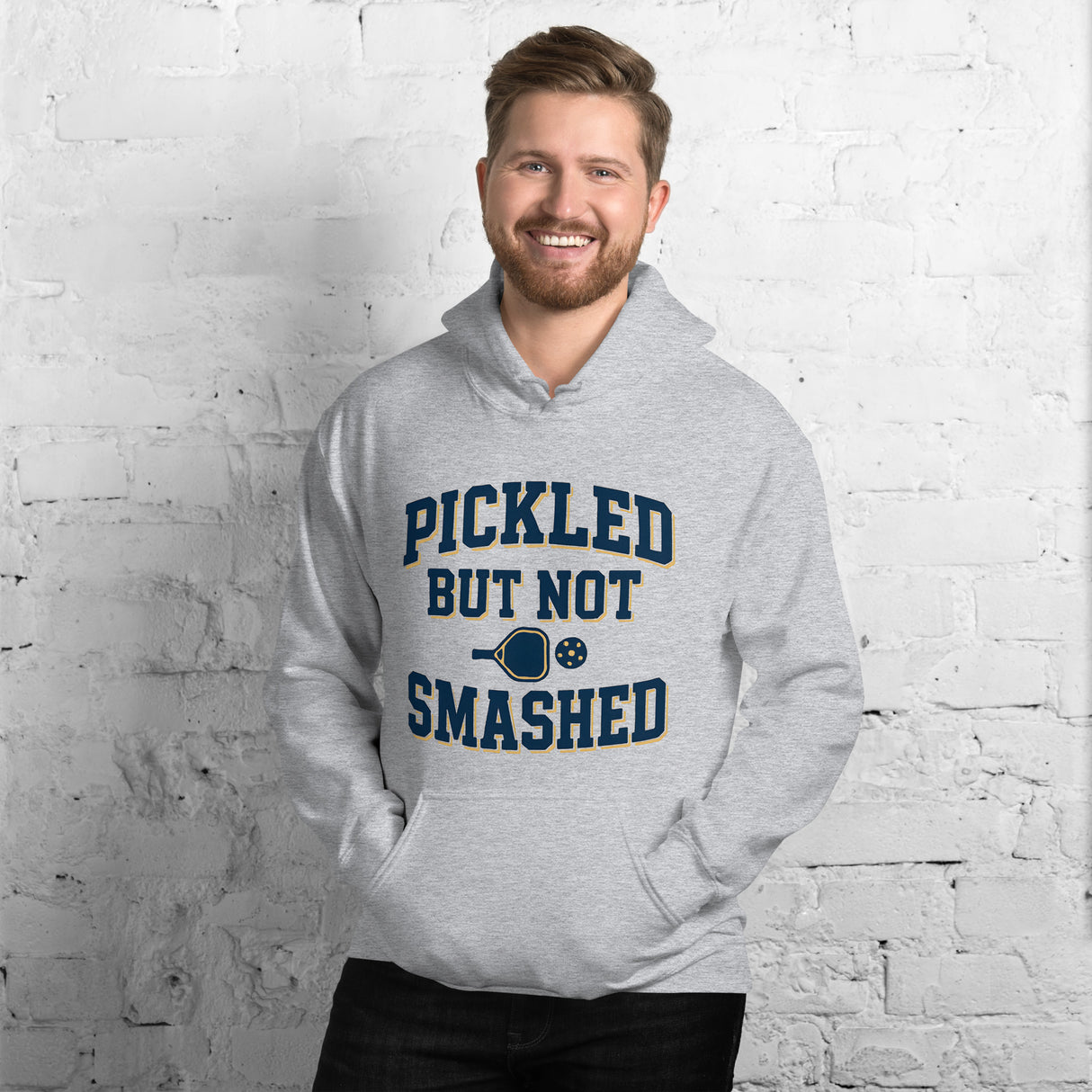 Pickled but Not Smashed Unisex Heavy Blend Light Grey Hoodie – For the Pickleball Lover