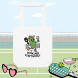Dinking Responsibly Double Sided White Cotton Tote Bag - For the Pickleball Lover