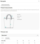 Measurement guide for a handbag with labeled dimensions on a white background