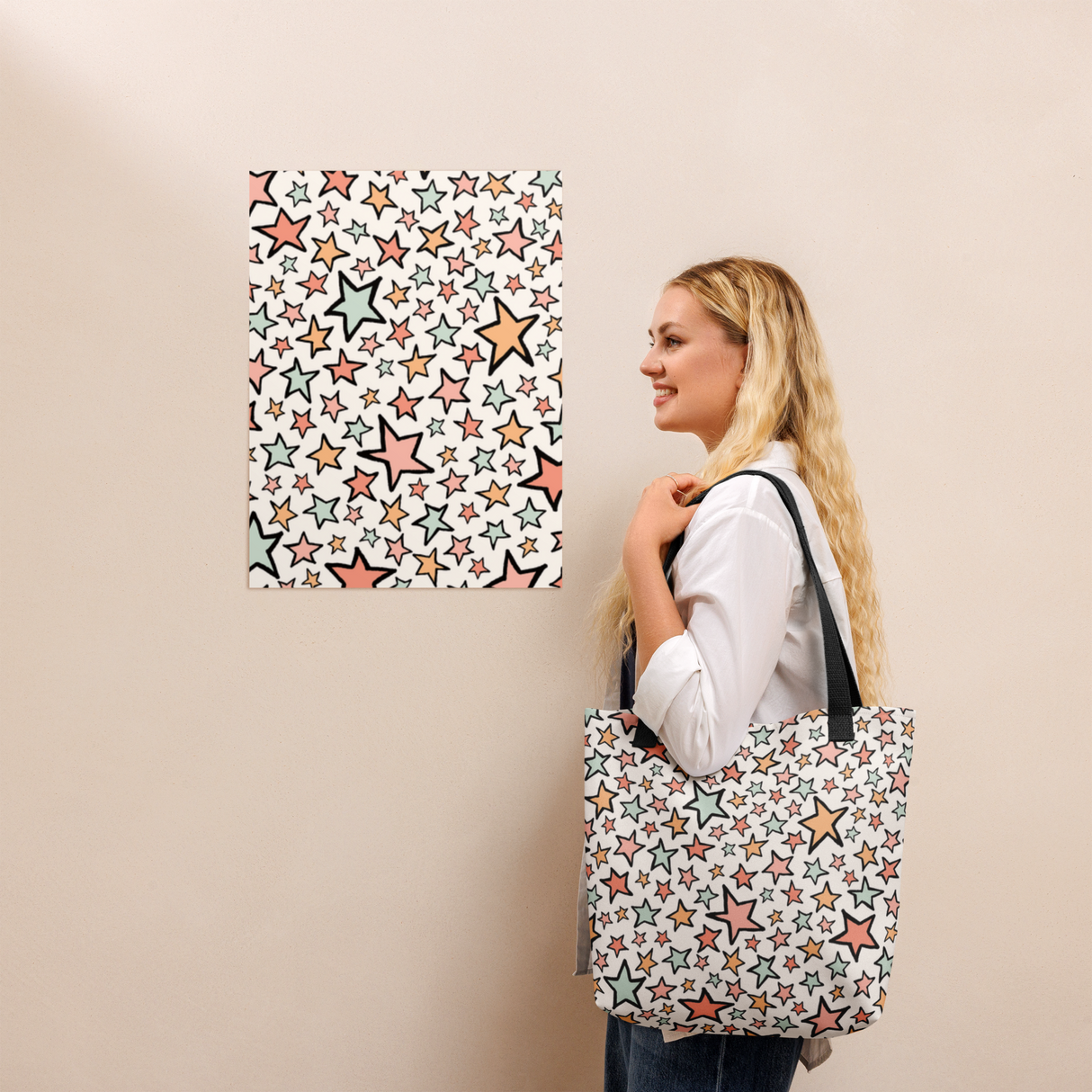 Starry Style Tote Bag – Everyday Playful Print Tote