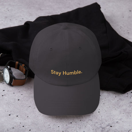 Flat lay of Stay Humble classic dad hat