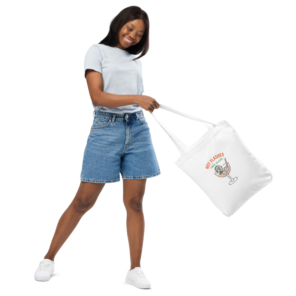 Hot Flushes, Cold Drinks Double Sided Cotton Tote Bag - For the Menopause Warrior
