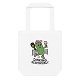 Dinking Responsibly Double Sided White Cotton Tote Bag - For the Pickleball Lover
