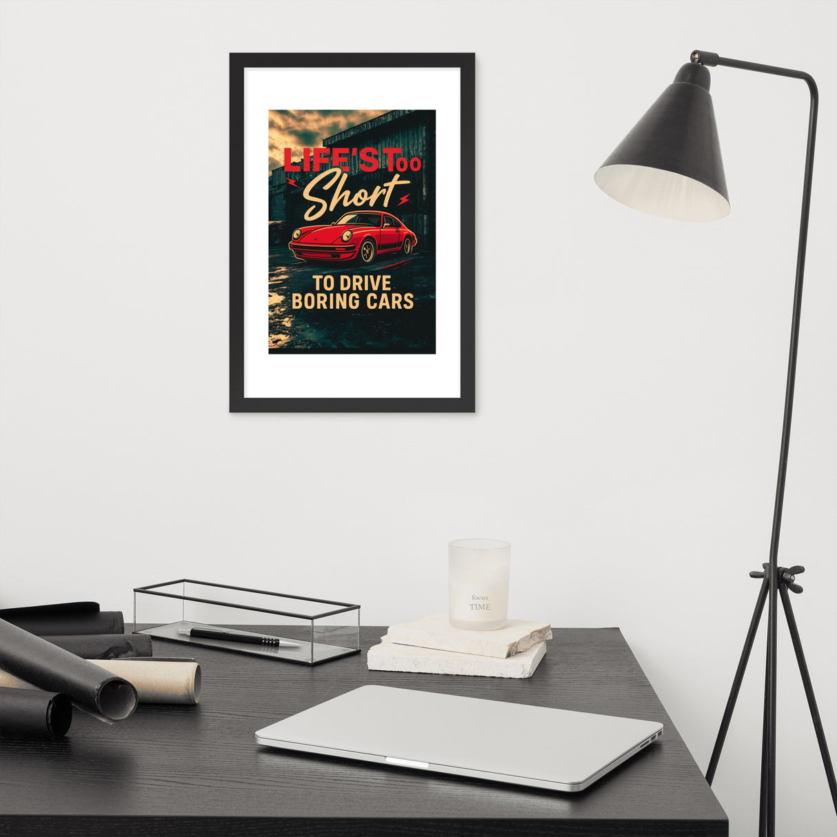 Life’s Too Short to Drive Boring Cars – Porsche 911 Edition Framed Poster (MEDIUM)