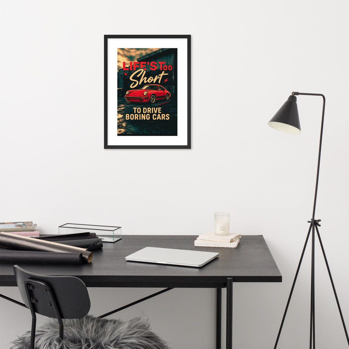 Life’s Too Short to Drive Boring Cars – Porsche 911 Edition Framed Poster (LARGE)