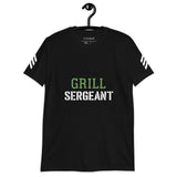 Grill Sergeant Unisex Black T-Shirt with Sleeve Chevrons - For the BBQ Boss