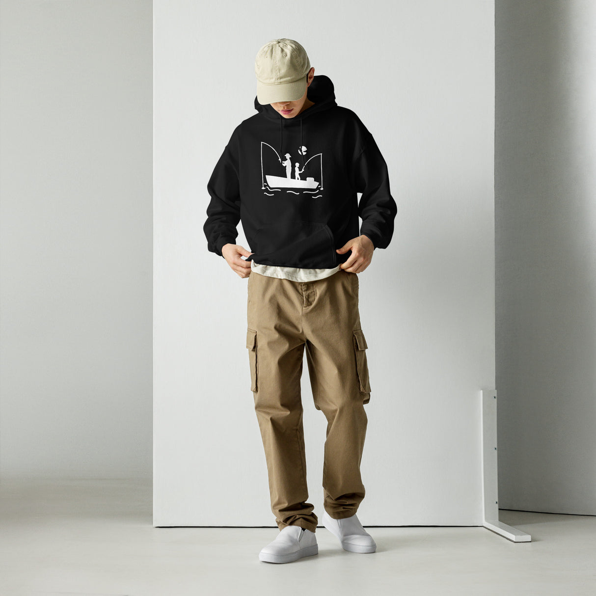 Hooked on Fishing with Dad Unisex Heavy Blend Black Hoodie - For Fishing Lovers