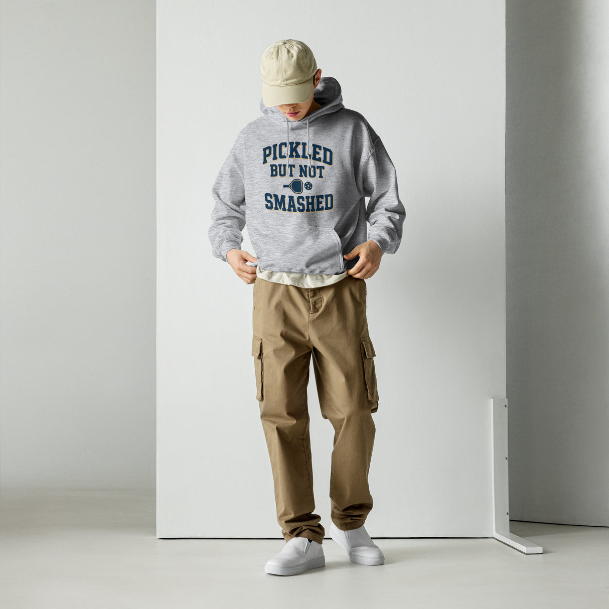 Pickled but Not Smashed Unisex Heavy Blend Light Grey Hoodie – For the Pickleball Lover