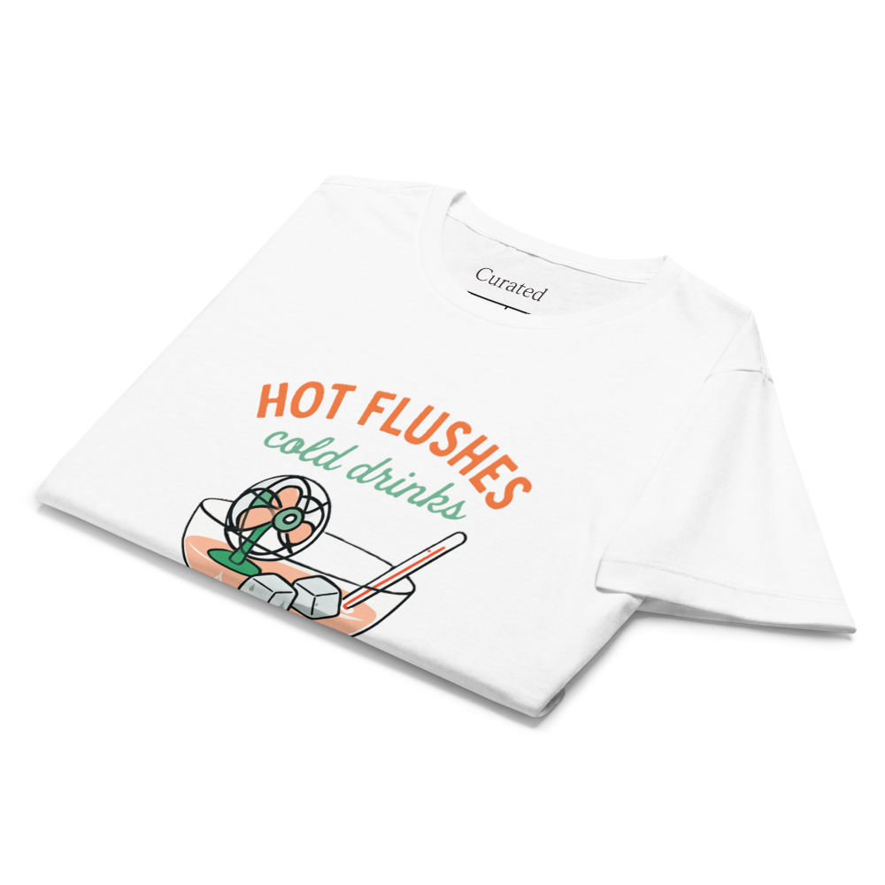 Hot Flushes, Cold Drinks Women's Basic Softstyle White T-Shirt - For the Menopause Warrior