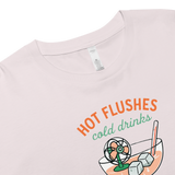 Hot Flushes, Cold Drinks Women's Pink Crop Top - For the Menopause Warrior